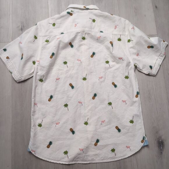 Tommy Bahama Shirt Men’s Small Pineapple Palm Trees Button Shirt Seersucker - Picture 4 of 4